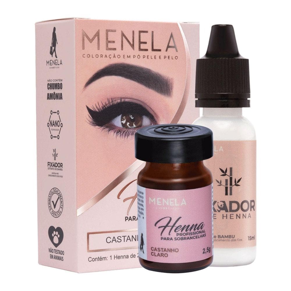 Kit Henna Para Sobrancelhas Menela Castanho Claro