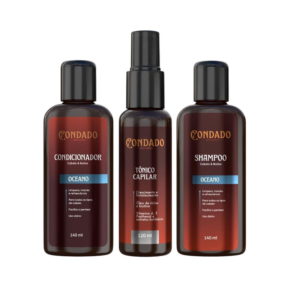 Kit Shampoo Condicionador Tônico Fortificante Cabelo Condado