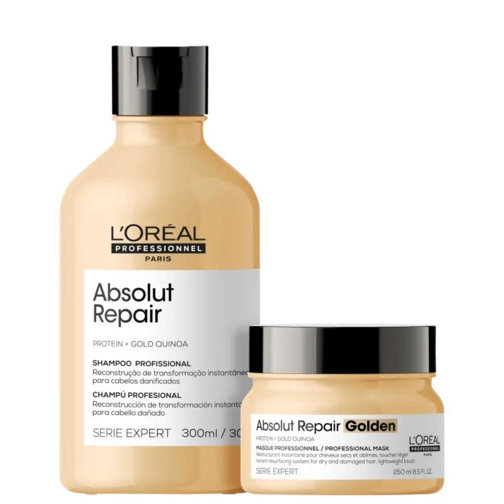 Loreal Kit Absolut Repair Shampoo 300Ml+ Máscara Golden 250G