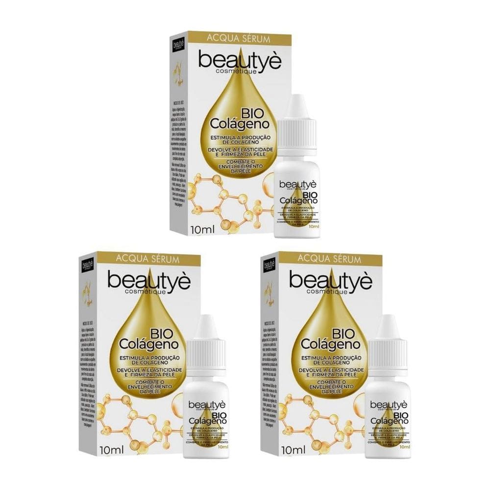 Beautye Acqua Serum Bio Colageno 10Ml - Kit Com 3Un