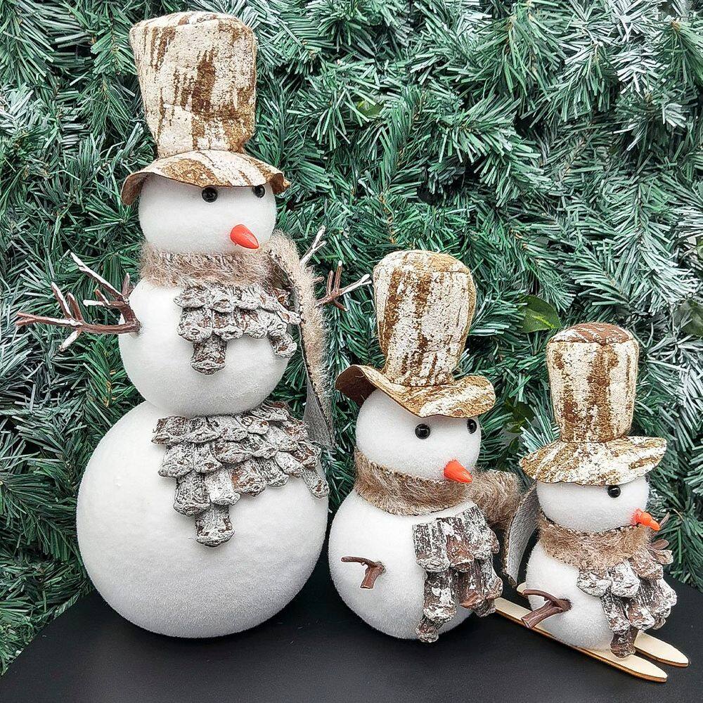 Bonecos De Neve Enfeite Natalino Cartola Em Isopor Kit 3pçs