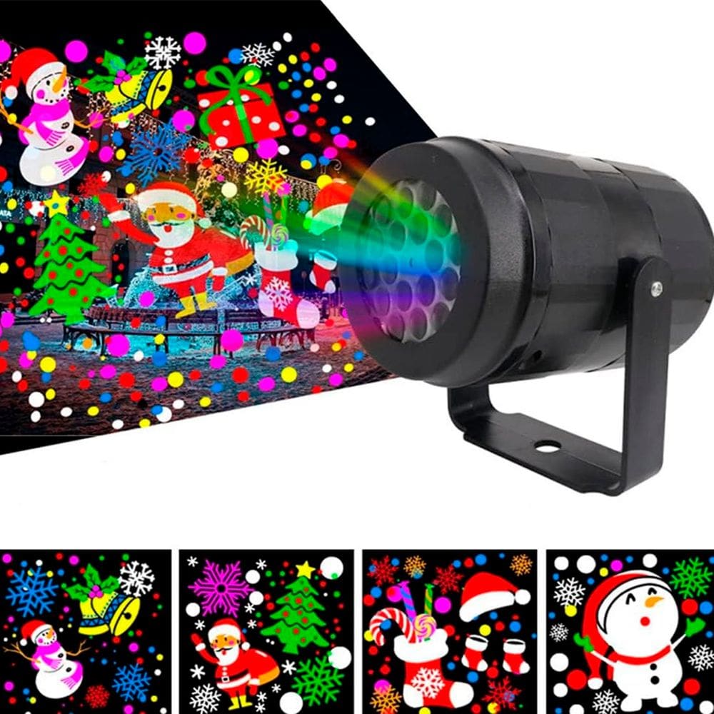 Projetor Portátil Iluminação LED Enfeite Natalino Noel Neve