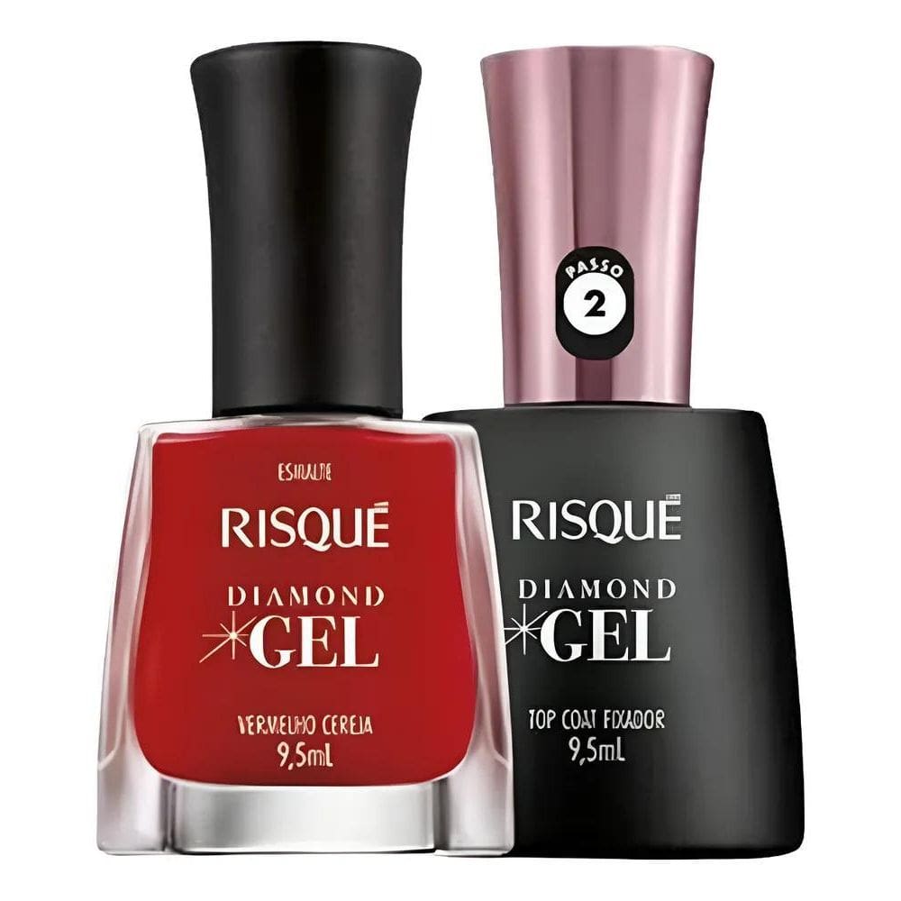 10X Esmalte Risqué Diamond Gel + Top Coat Esp Rose 9,5 Ml