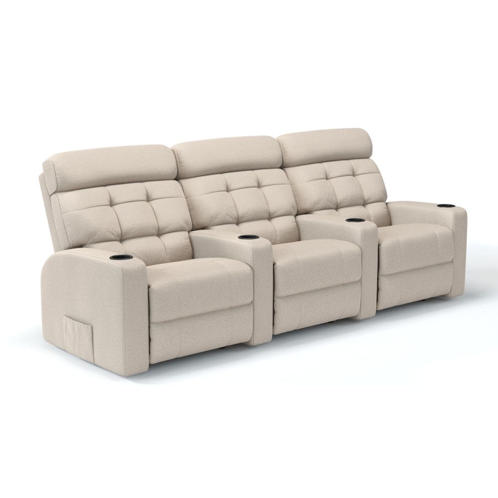 Sofá 3 Lugares Reclinável Manual Linha Cinema Em Linho