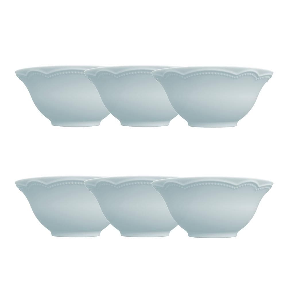 Kit 6 Peças Bowl Tigela Sobremesa  Relevo Cottage  Azul