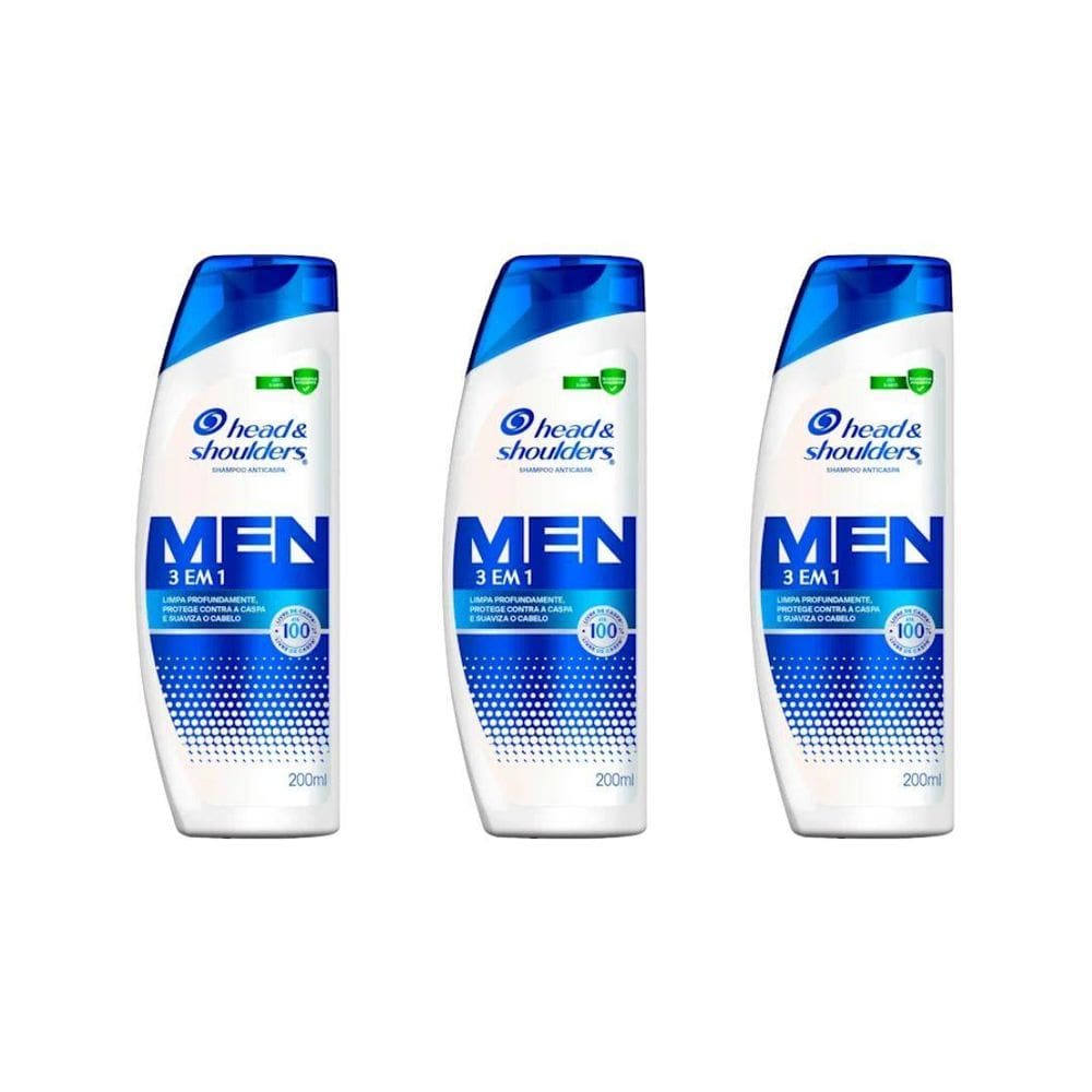 Shampoo Head & Shoulders 200Ml Men 3 Em 1 - Kit C/3Un