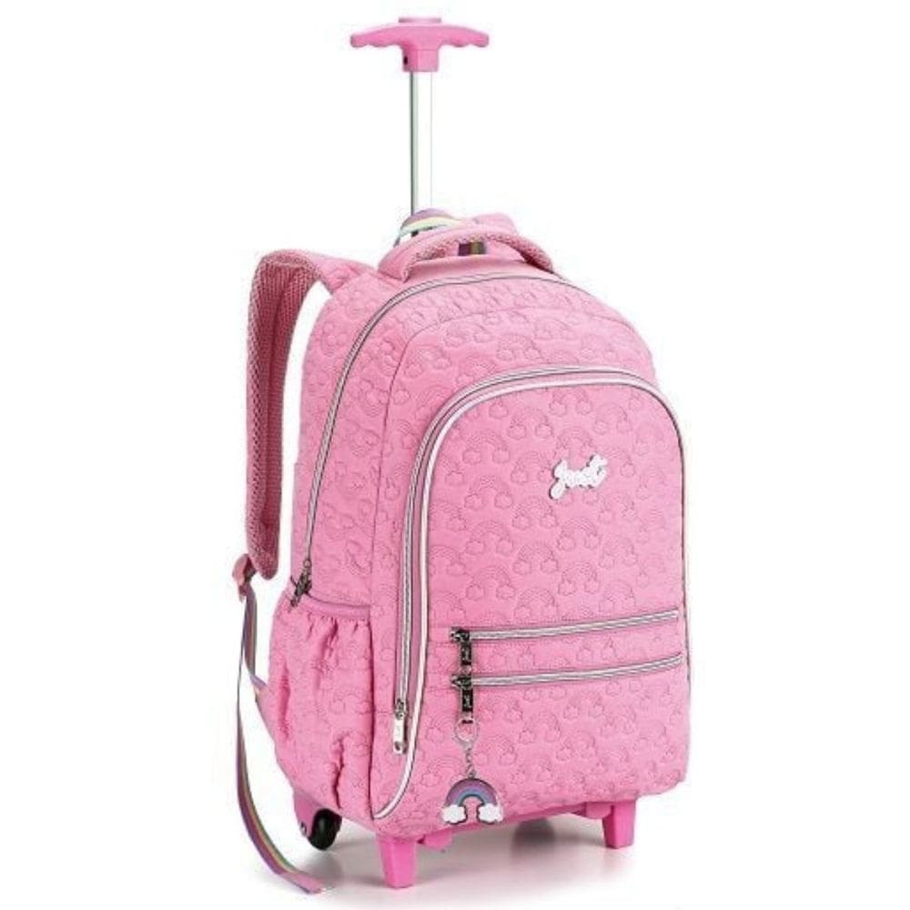 Mochila Escolar Rodinhas e Alça de Costas em Matelasse Meninas Reforçada - Arco Íris - Just