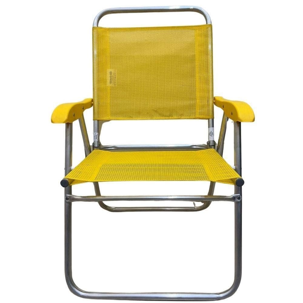 Cadeira De Praia Alta Sanete Encosto Alto Aluminio Ronchetti Amarelo