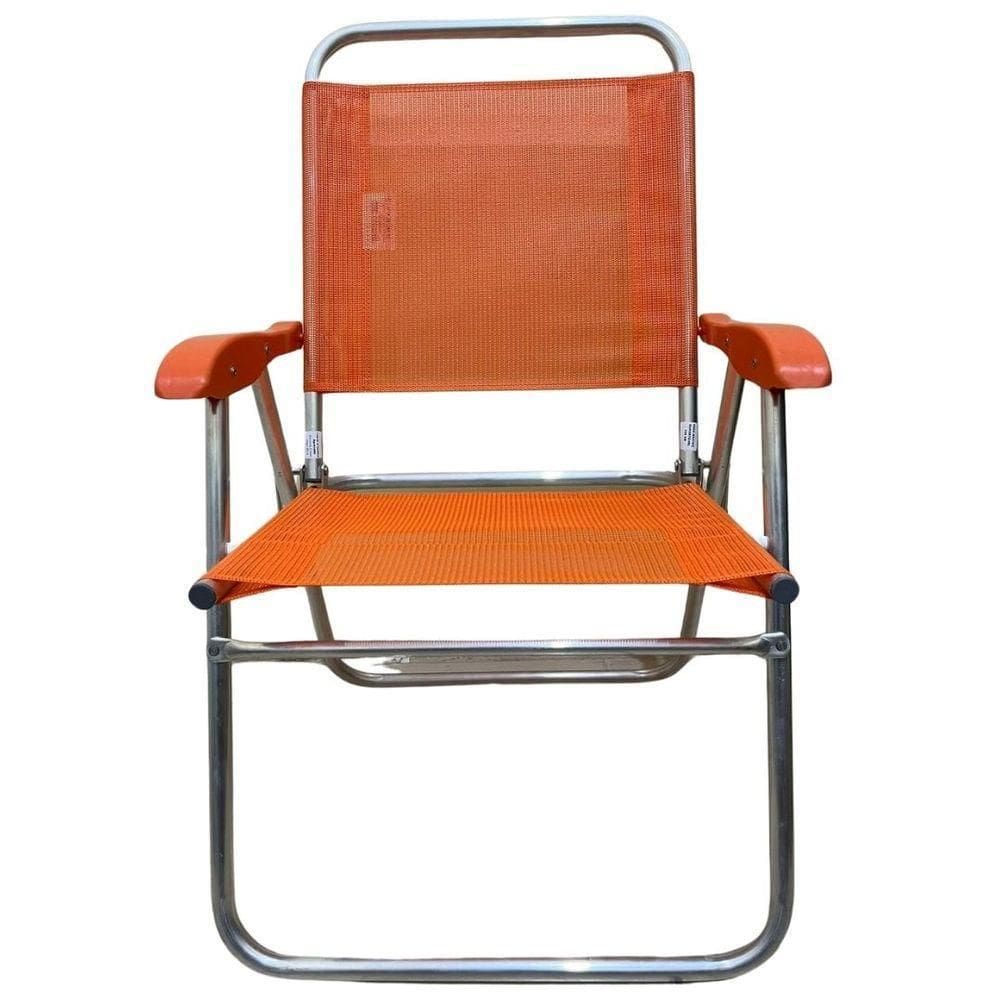 Cadeira De Praia Alta Sanete Encosto Alto Aluminio Ronchetti Laranja