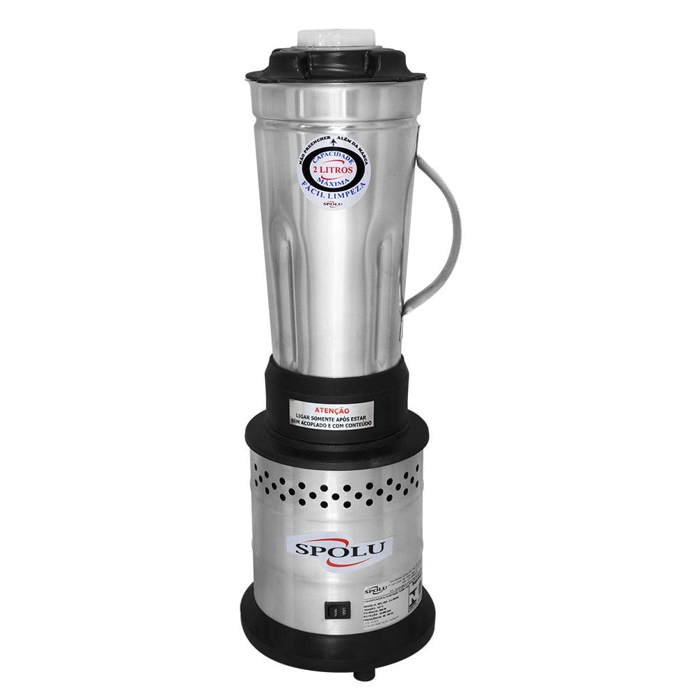 Liquidificador Industrial de Alta Rotação Spolu 2 Litros 800W SPL-023ECO Preto/Prata 110V