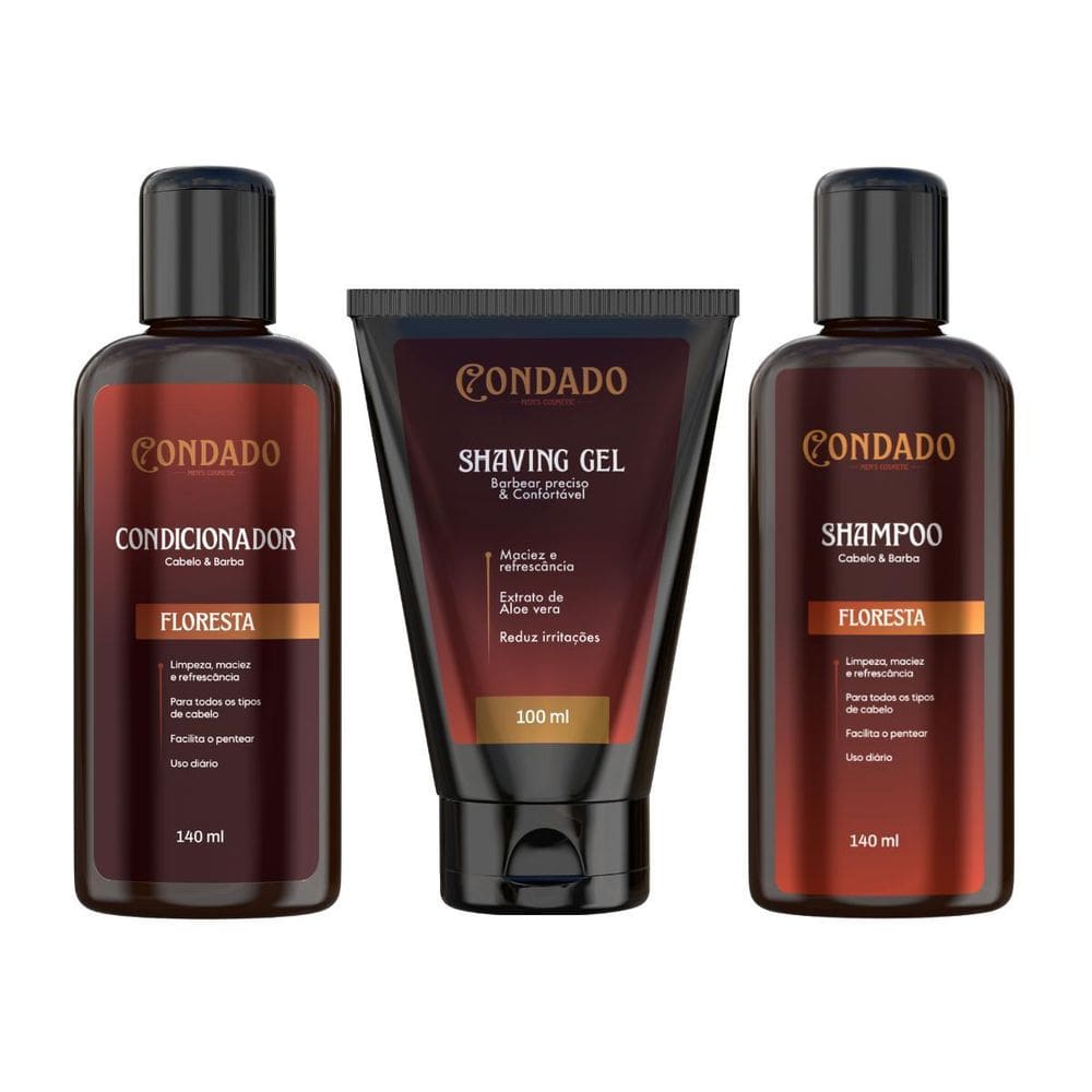 Kit Shampoo Condicionador Tonico Antiqueda Masculino Condado