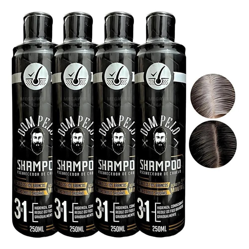 10X 4 X Shampoo Escurecedor De Cabelo Branco Grisalho 250Ml