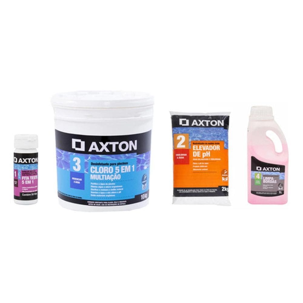 Kit Tratamento Piscina Cloro, Fita, Elevador Ph, Limpa Borda