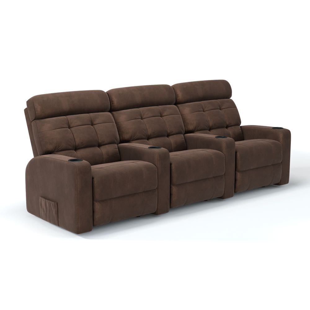 Sofá 3 Lugares Reclinável Manual Linha Cinema Em Suede