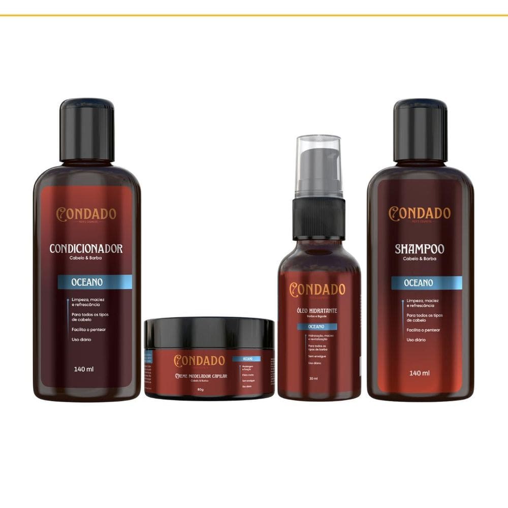 Kit Shampoo Condicionador Creme Modelador Óleo Hidr. Condado