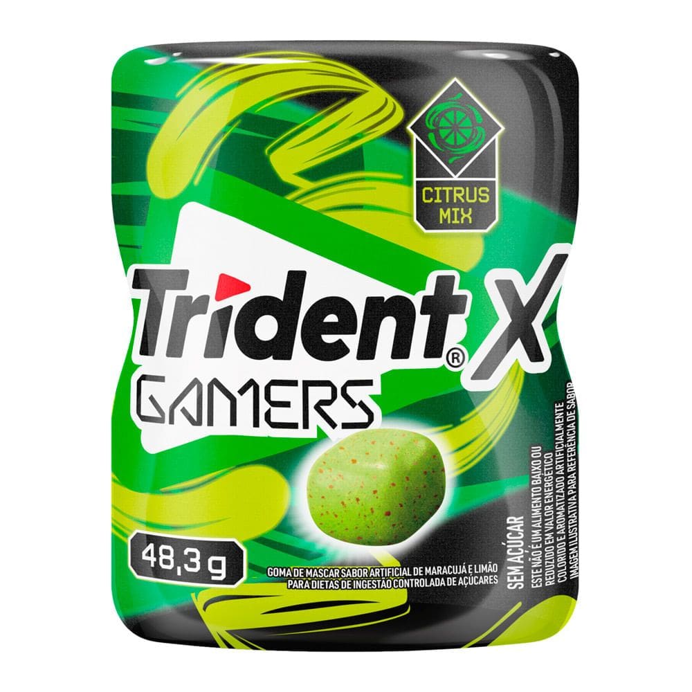 Chiclete Trident X Gamers Citrus Mix Goma de Mascar Sem Açúcar 48,3g