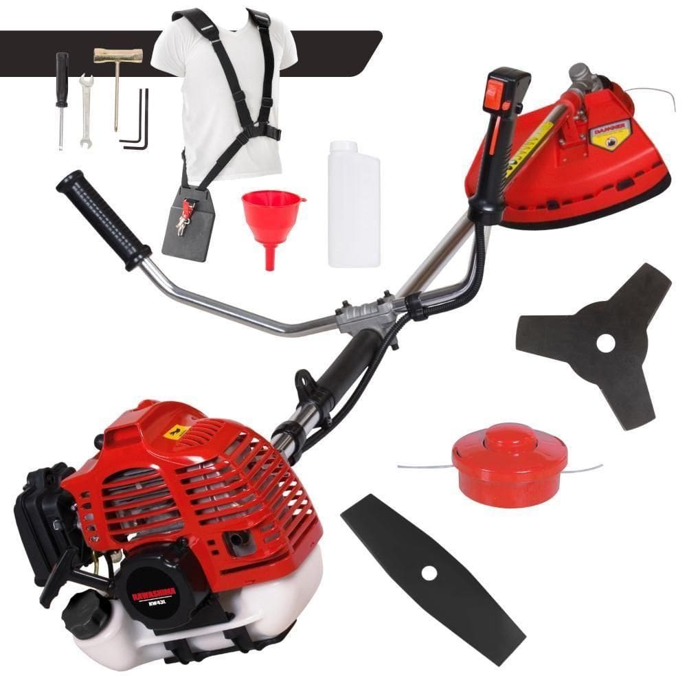 Roçadeira Kawashima Lateral 43cc À Gasolina + Faca 3 Pontas