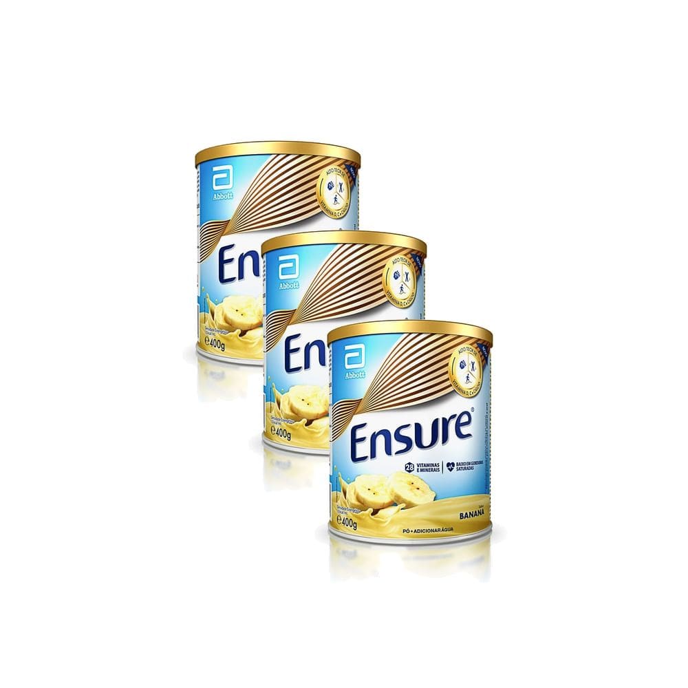 Kit 3 Suplemento Adulto Ensure Pó Sabor Banana 400g