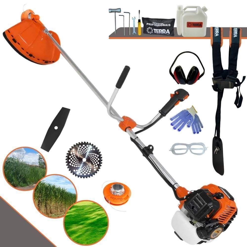 Roçadeira Profissional Lateral Terra Gr520xp À Gasolina 52cc 2t 2,5hp + Faca 2 Pontas Duraline 330mm 2,7mm - 330252pju