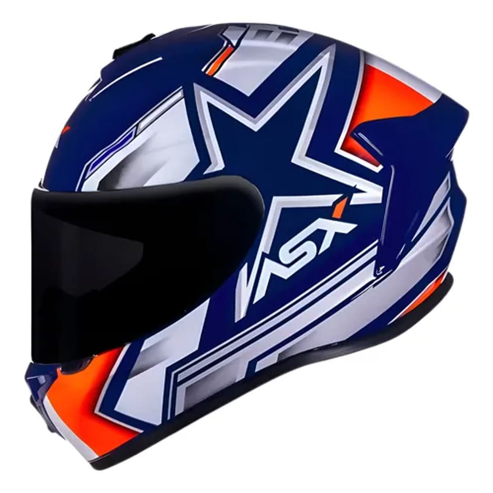 Capacete ASX Draken Pilot Branco Azul e Laranja