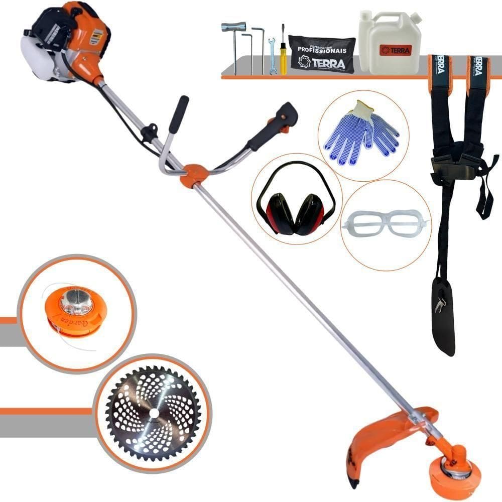 Roçadeira Profissional Lateral Terra Gr520xp À Gasolina 52cc 2t 2,5hp