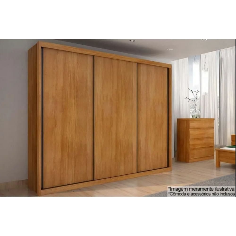 Guarda Roupa Sollo 3 Portas 100%MDF Cumaru - Novo Horizonte