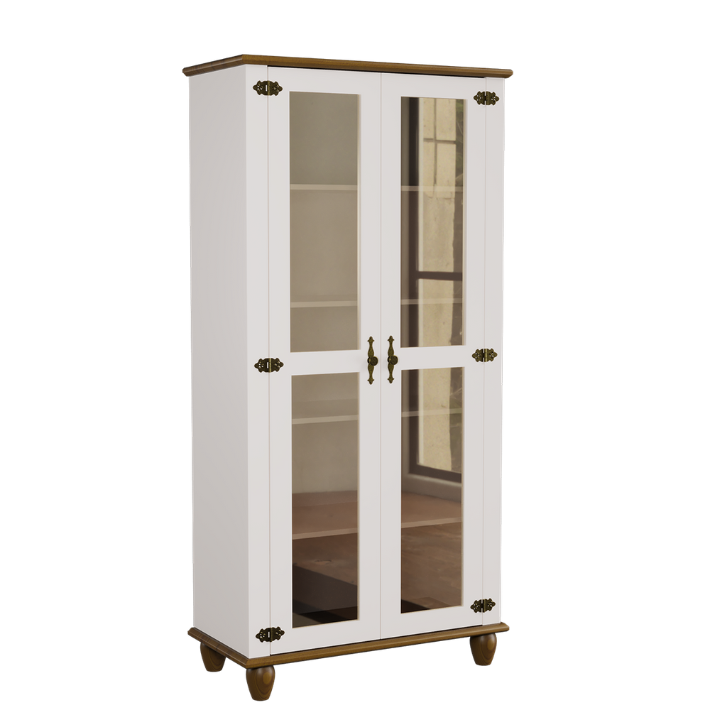 Cristaleira Retrô 2 Portas Off White/Nogueira