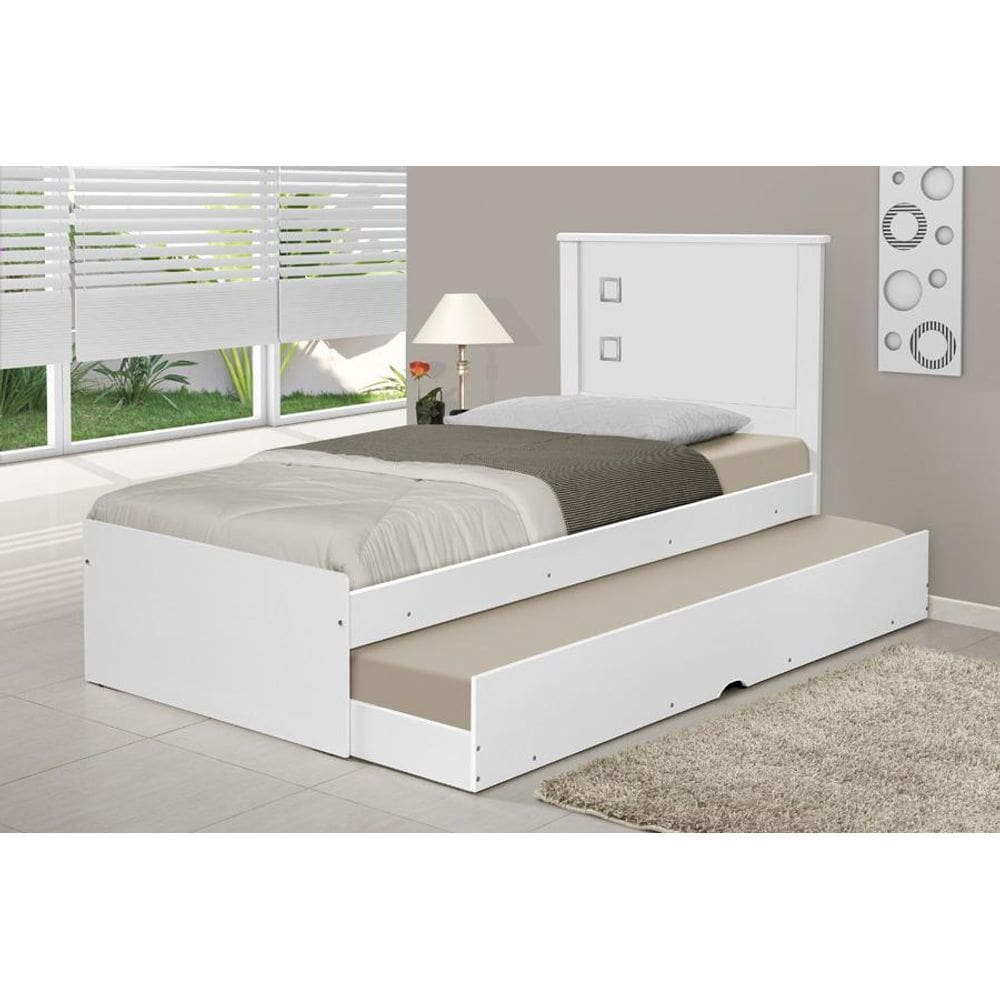 Cama de Solteiro Bibox Barcelona Branco - Tebarrot