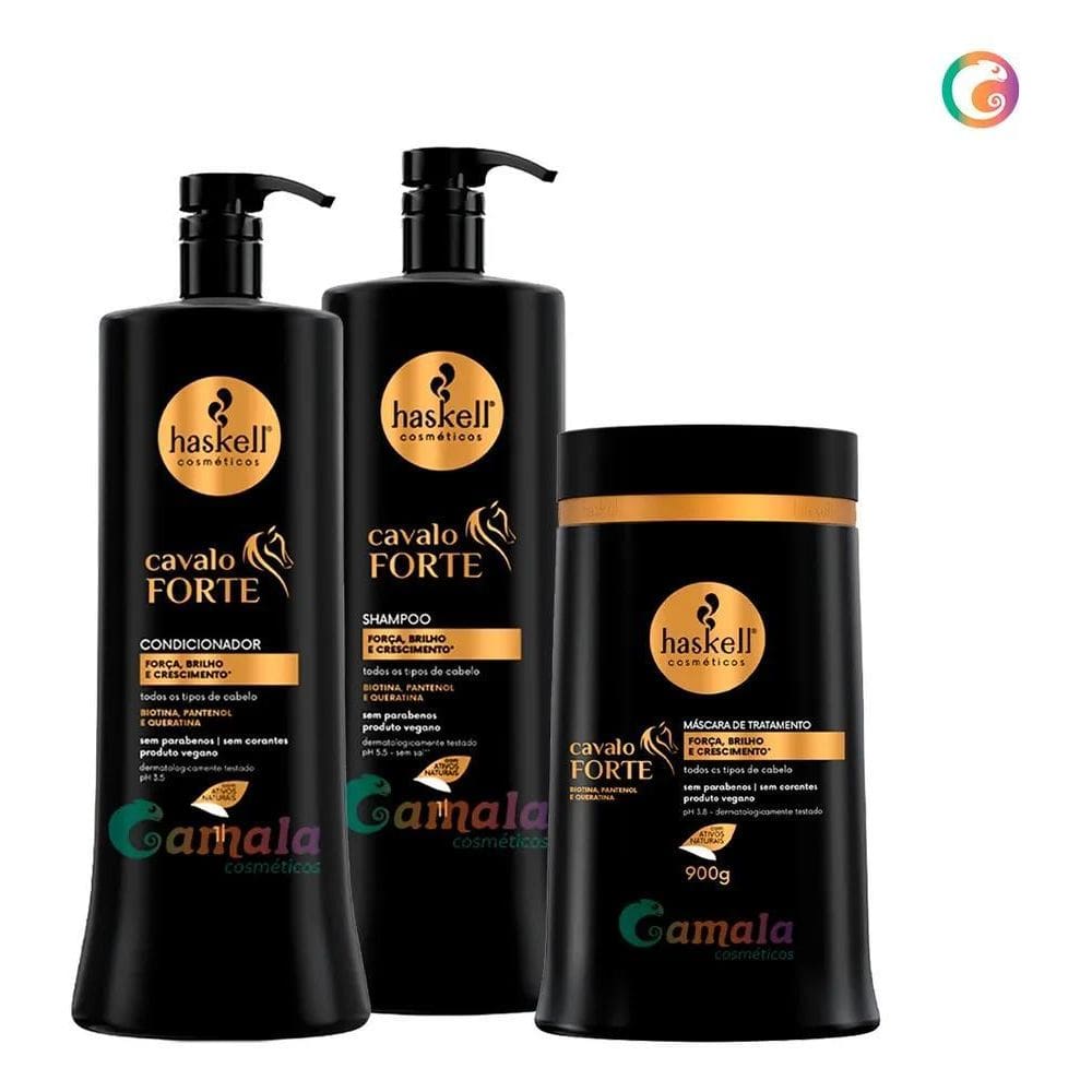 10X Kit Haskell Cavalo Forte Shampoo Condicionador Máscara
