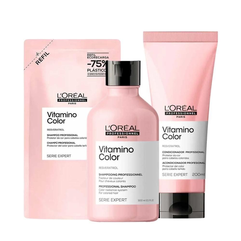 Kit L`Oréal Vitamino Color Shampoo + Condi. + Refil Shampoo