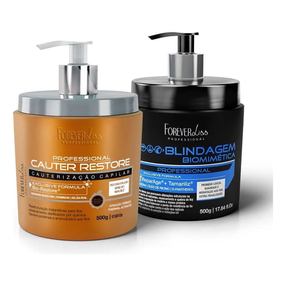 2X Kit Cauterização Capilar Com Blindagem Biomimética 500G