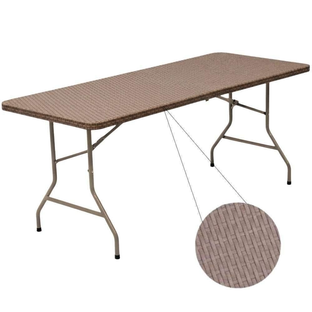 Mesa Dobrável Vira Maleta 180 X 74 Cm Portátil Até 150 Kg Rattan Zelt