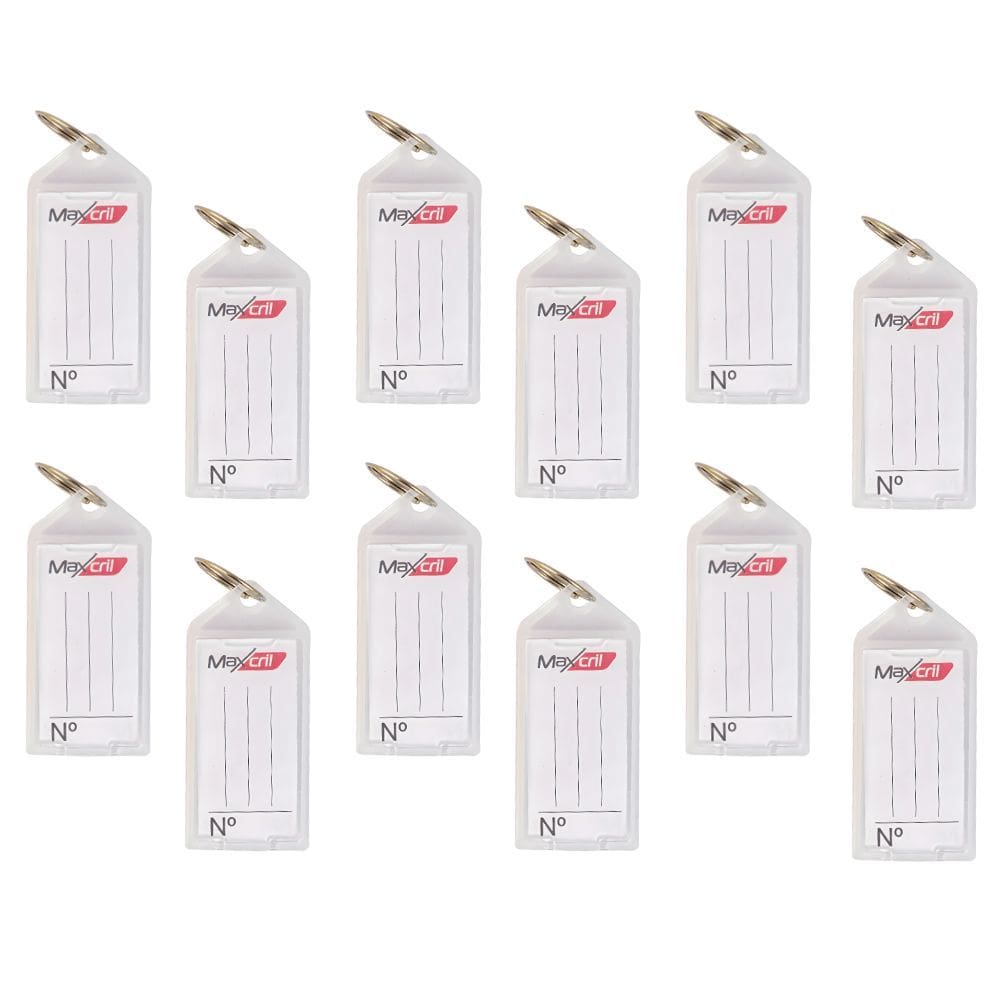 Kit 12 Chaveiro Plástico Organizador De Chaves (Cristal) Com Etiqueta Pautada - Maxcril