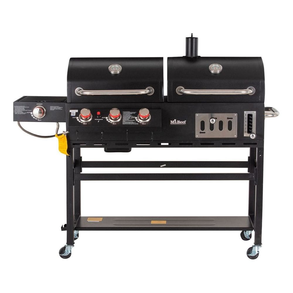 Churrasqueira A Gas 3 Queimadores Aco Preto 67x128x155 Cm