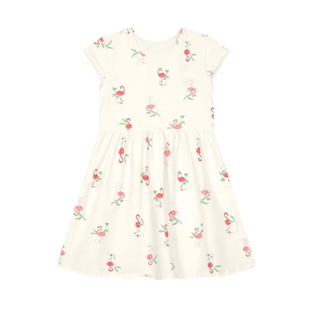 Vestido infantil menina de flamingos Brandili