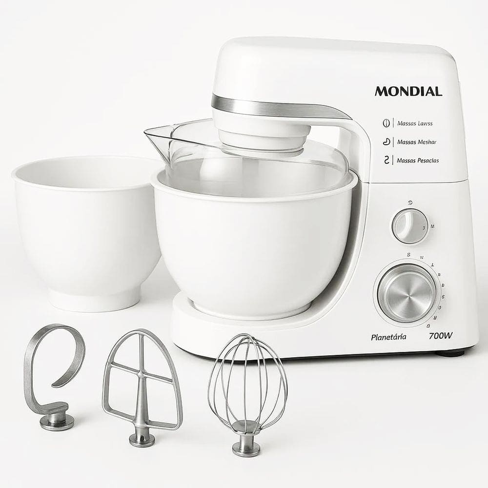 Batedeira Planetária Mondial BP-03W-2B Com 12 Velocidades 700W Branca