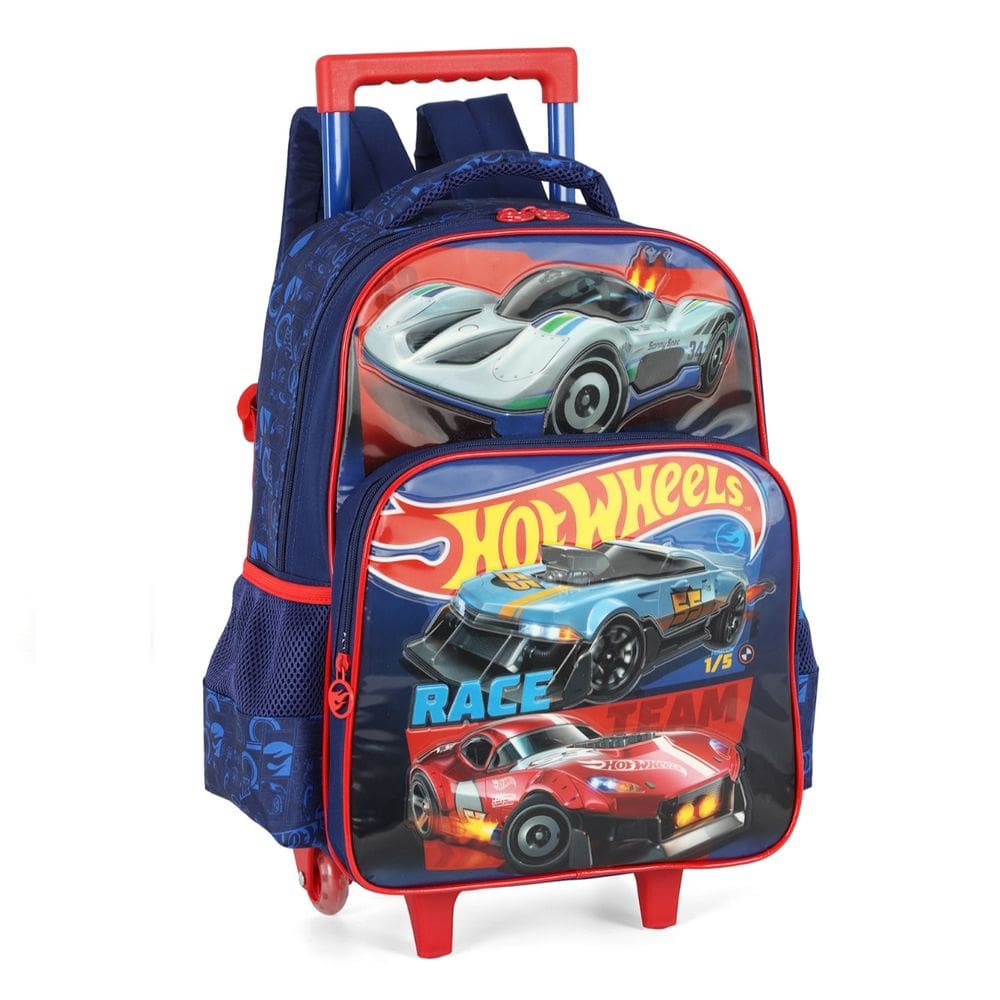 Mochila Hot Wheels Rodinha Escolar Infantil Menino Vermelho