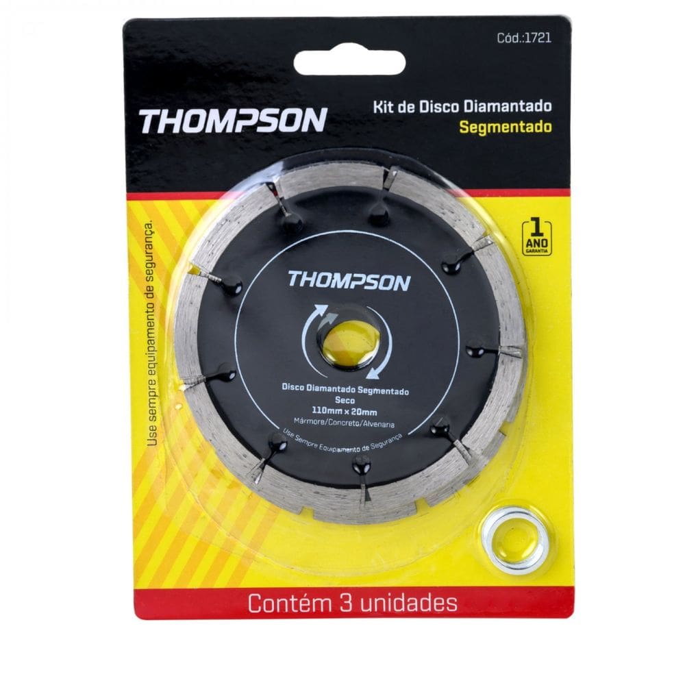 Kit Disco Diamantado Segmentado 3 Unidades Thompson