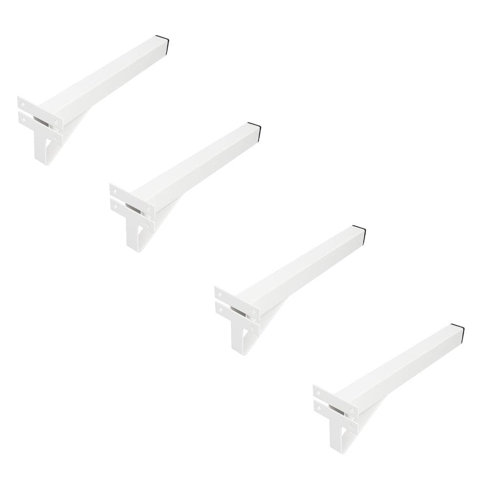 Kit 4 Suportes Tubulares 4 Furos de Parafusar 40cm Branco - NV458P40