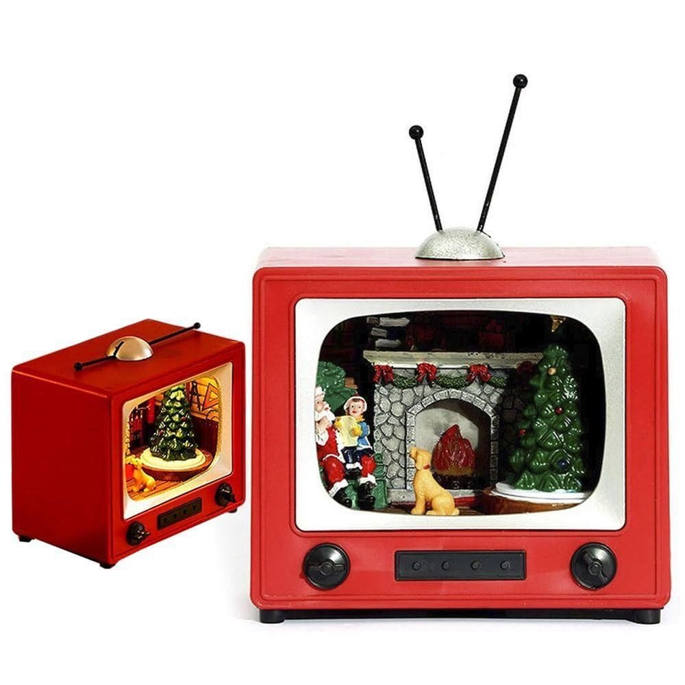 Enfeite Televisao Natal Papai Noel Natalino Musica Som Led Natalino Festa Evento Fim De Ano Decoraçao Tv Retro Vintage
