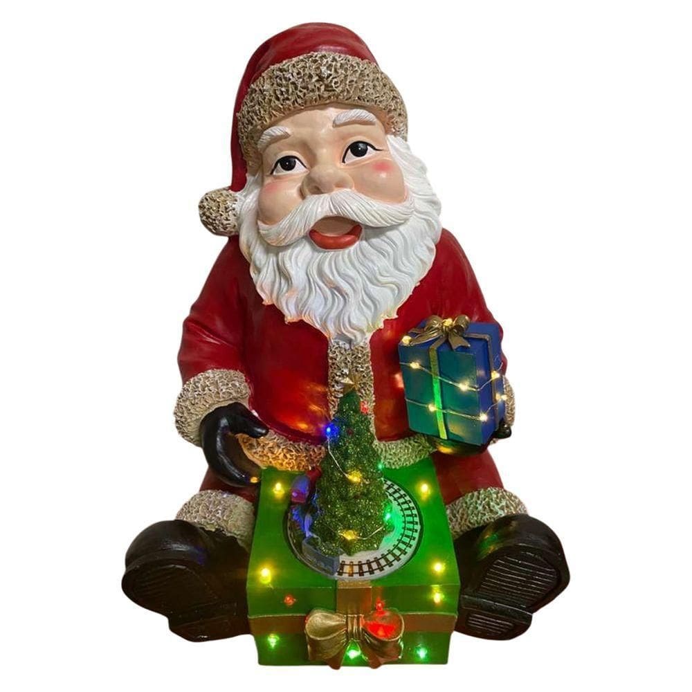 Papai Noel Natalino Arvore Natal Presente Led Som Musica Decoraçao Mesa Estante Loja Evento Festa Fim De Ano