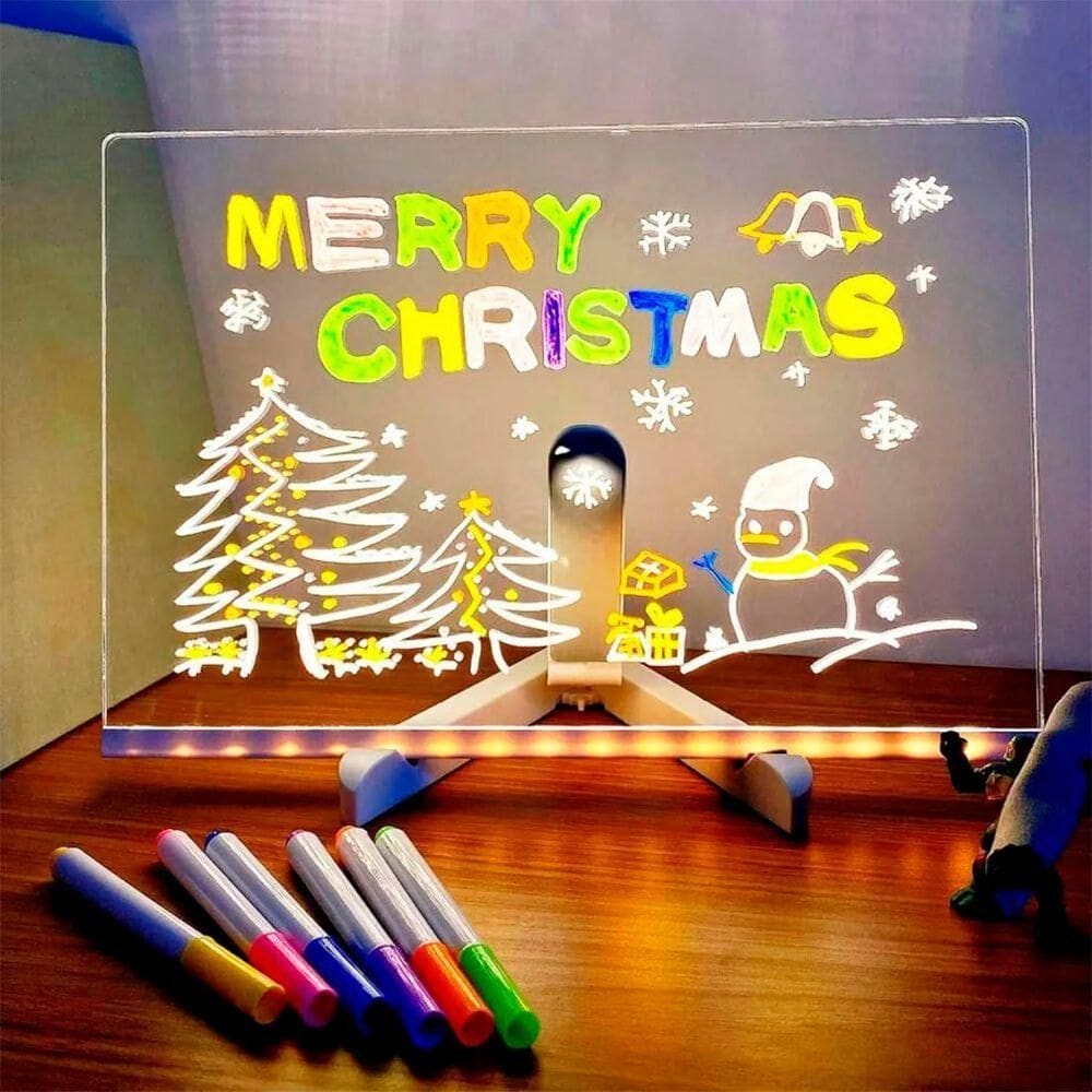 Placa Luminária Quadro Led Com Marcador Para Desenhar Natal