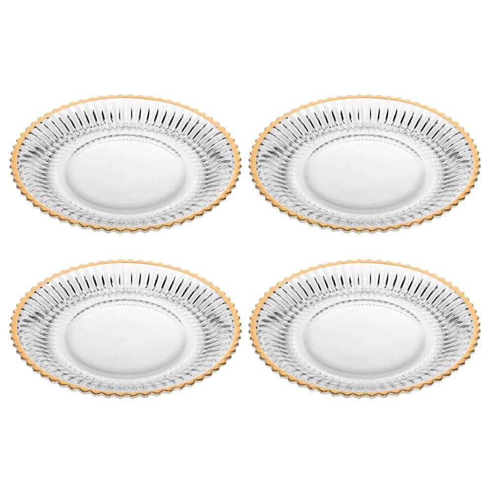 Conjunto de 4 Pratos de Sobremesa Imperatriz de Cristal com Fio de Ouro 20cm - Wolff