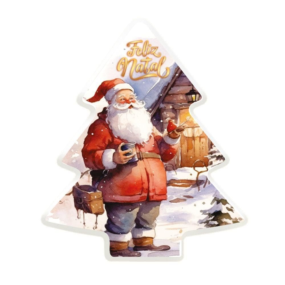 Luminária Natalina Em Formato De árvore Com Papai Noel - Iluminação Mágica Para Festas