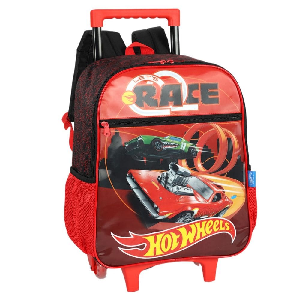 Mochila Hot Wheels Rodinha Escolar Infantil Menino Vermelho