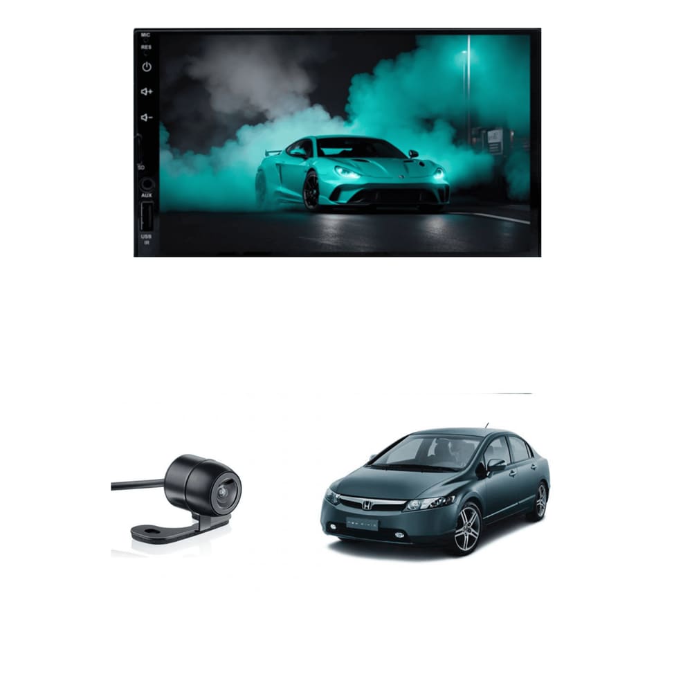 Multimídia MP5 Honda Civic 2007 2008 2009 2010 2011 Tela 7P Carplay e Android Auto sem fio + Câmera de ré - ADAK