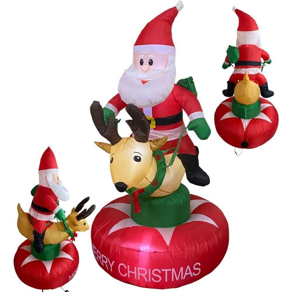 Boneco Papai Noel Inflavel De Natal Grande Rena Natalino Decoraçao Loja Shopping Predio Condominio Hall Entrada Vitrine