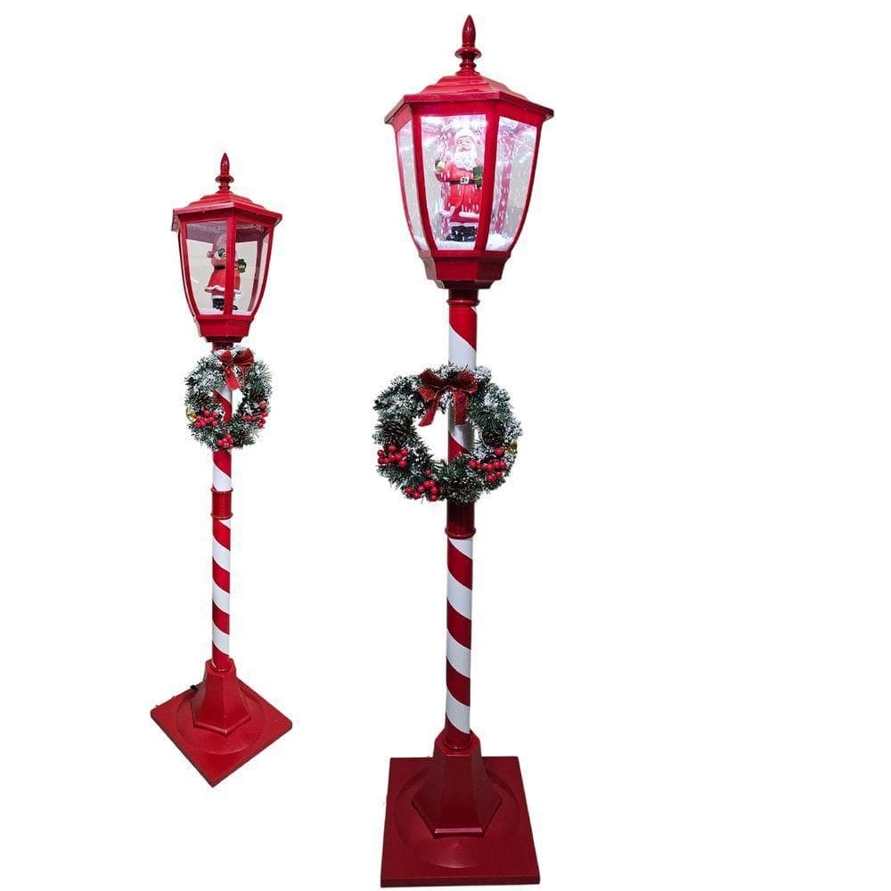 Poste Natal Papai Noel Natalino Iluminaçao Led Som Decoraçao Cenario Loja Shopping Comercio Festa Fim De Ano Evento