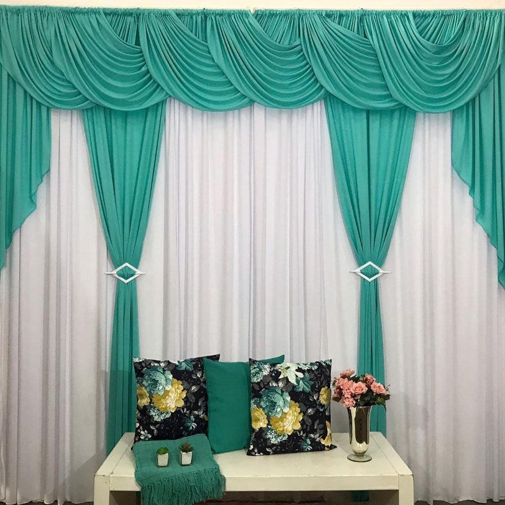 Cortina Mara Para Varão Duplo Gel 3M Verde Tifani E Branco