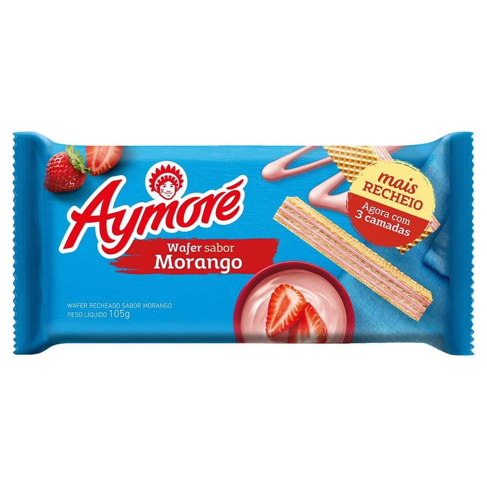 Biscoito Aymoré Wafer Sabor Morango com 105g